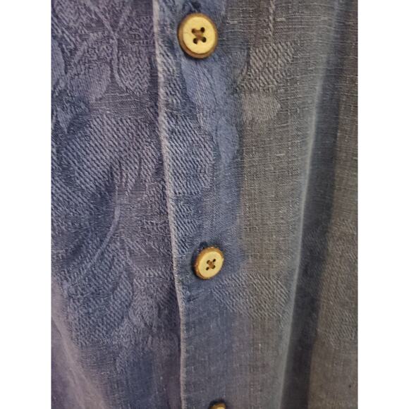 Jamaica Jaxx 100% Silk Short Sleeve Button Down Pocket Shirt Mens XL Blue Floral - Picture 4 of 6